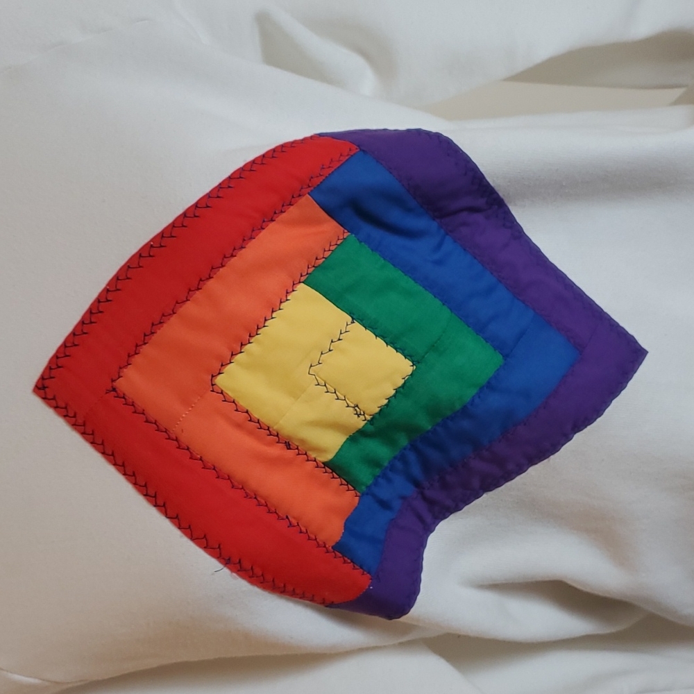 White With Rainbow Pride Patchwork Diamond Sweats… - image 3